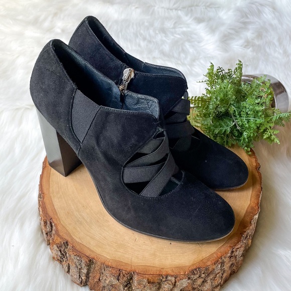 Donald J. Pliner Celia Black Suede Bootie High Heel Boots - Picture 6 of 9